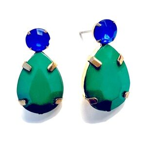 Elegant New Laila Rowe Pierced Green and Blue Drop Earrings